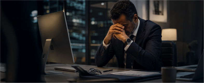 Manager en détresse émotionnelle au bureau confronté au deuil en entreprise