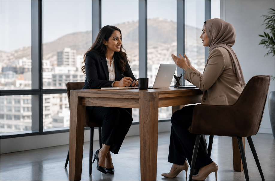 Discussion entre une candidate et une recruteuse lors d’une négociation salariale